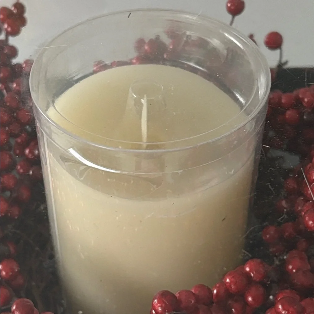 Luminare Red Berries and Ivory Flameless LED Candle Set